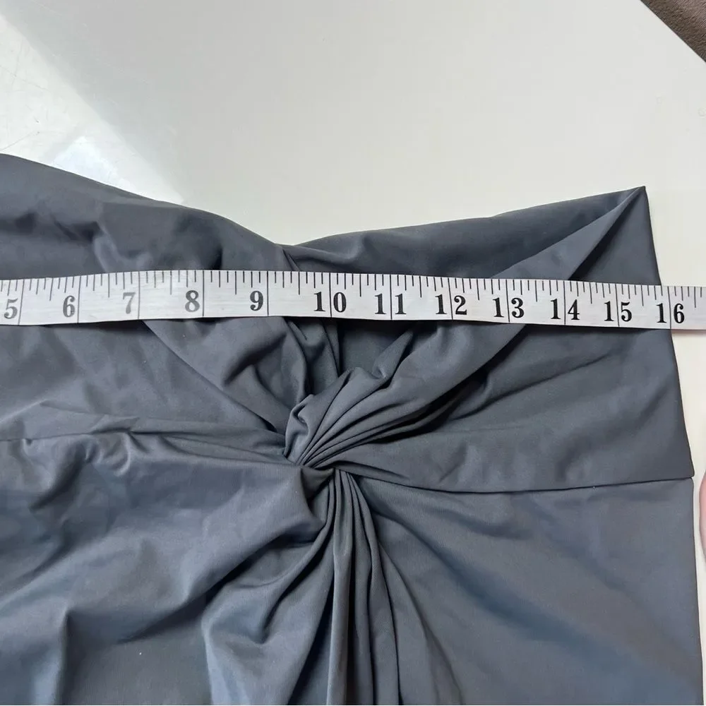 SKIMS Swim Gunmetal Gray Twist Front Slit Midi Swim Sarong Skirt Beach Cover Up